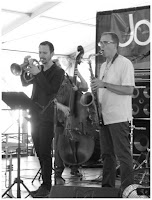 Chad McCullough - Trumpet and Geof Bradfield - Tenor Saxophone - Spin Quartet - 2015 Chicago Jazz Festival | Photograph by Tom Bowser