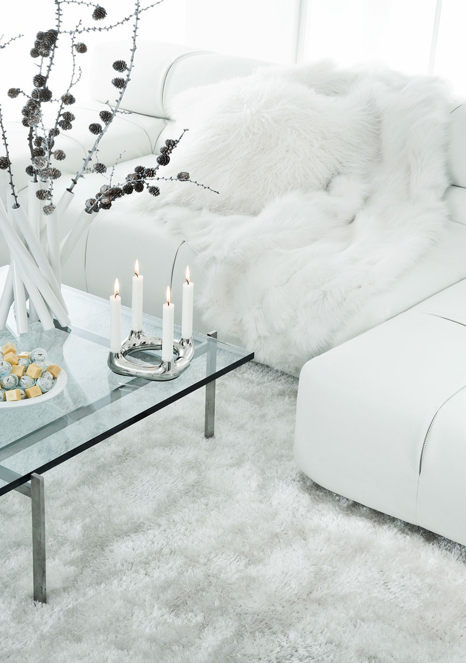 All White Modern Holiday Decor