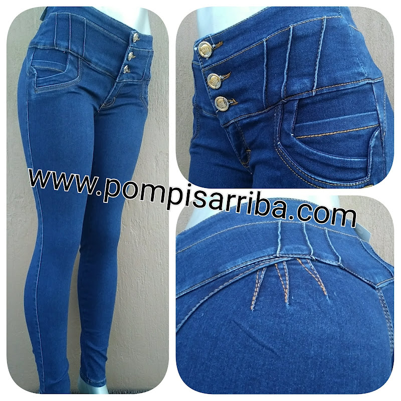 Modelo # 05 – Azul Mezclilla, Pretina Alta, detalles al Frente COmfy Jeans
