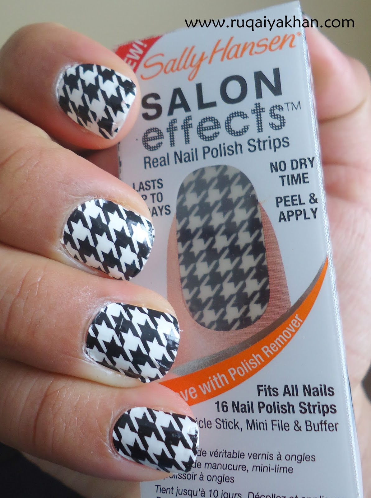 Ruqaiya Khan: Sally Hansen Salon Effects Real Nail Polish Strips in 'Check  it Out' - Review and Swatches