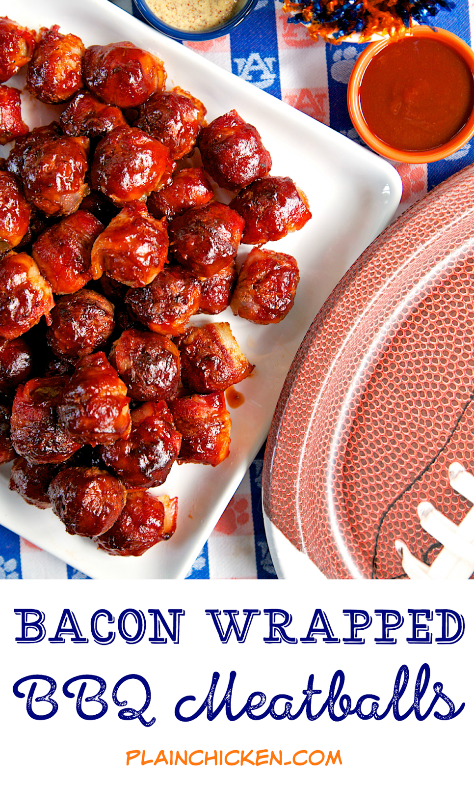 Bacon Wrapped BBQ Meatballs {Football Friday} Plain Chicken