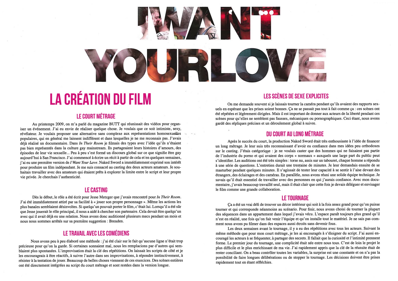 Cyclo Blog ‘I want your love’, film américain de Travis Mathews, 2012, sortie le 1er mai 2013