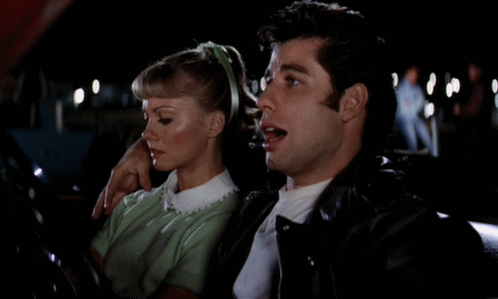 grease, gif, sandy and danny, drive in