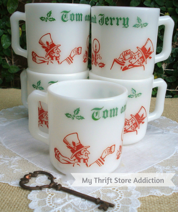 Fabulous thrift store find of the week vintage Tom and Jerry eggnog mugs! mythriftstoreaddiction.blogspot.com Vintage Tom & Jerry mugs