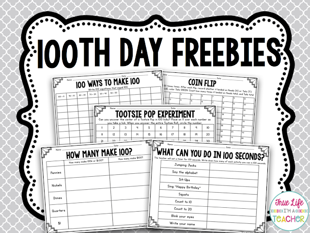 100th Day Math Freebies