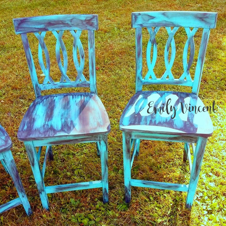 Sweetly Scrapped Home Distressed Turquoise Chairs