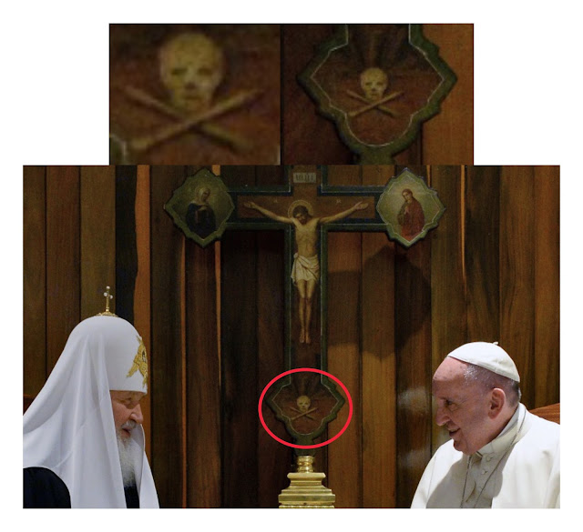 Cuba Crucifix - Pope and Patriarch  Patriarch%2BKirill%2Band%2BPope%2Bmeet%2Bin%2BCuba.%2BFebruary%2B2016.%2BSkull%2Band%2BCrossbones.%2B%25231ab