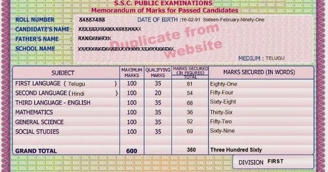Download SSC 10th Marks Memo from Online | Download SSC Marks list from ...