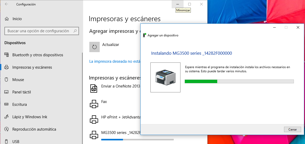 CONFIGURAR UNA IMPRESORA WIFI CANON MG3500 EN WINDOWS10 DE 64BITS