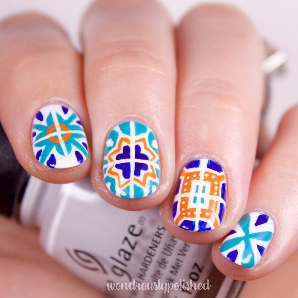 Wondrously Polished Nail Art Talavera Mexican Tiles This Mani Was Directly Inspired By These Great Talavera Tiles Mexican Hand Painted Pottery That I Came Across As Part Of A Designer Photo Series