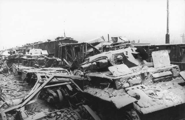 A destroyed German train carrying tanks, 2 January 1942 worldwartwo.filminspector.com