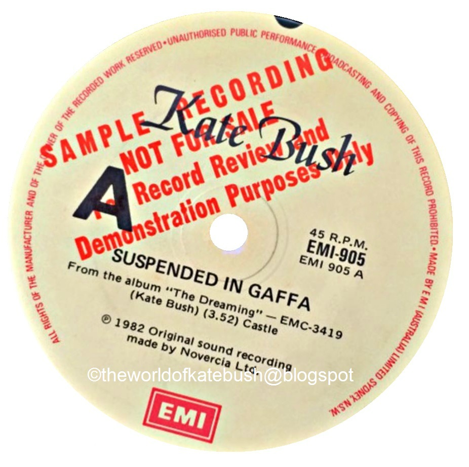 THE WORLD OF KATE BUSH Suspended In Gaffa Australia 7" Promo Single