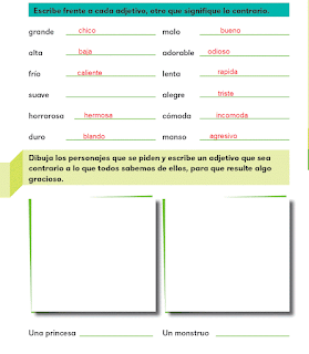 Respuestas Apoyo Primaria Español 2do grado Bloque 4 lección 6 Palabras que significan lo opuesto