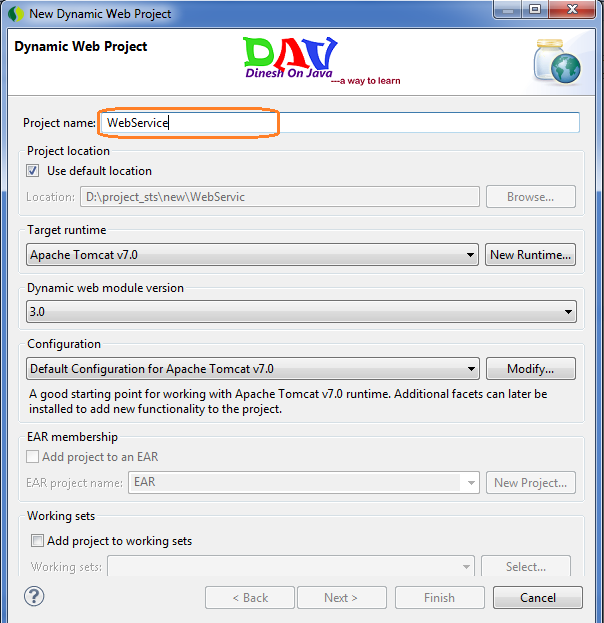 JAX-WS Web Service Example Using Eclipse(STS)