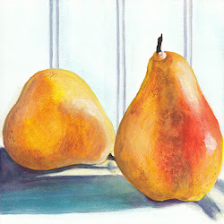 pears watercolor painting artwork bunny copy