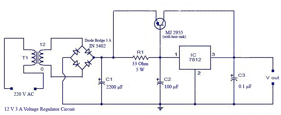 Rangkaian Power Supply 12 Volt 5 Ampere Sederhana Rangkaian