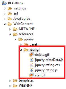 putting star rating library into JSF project