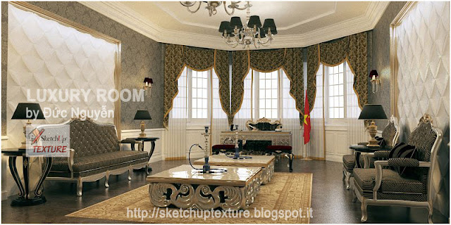 free sketchup model-vray setting-luxury room-render