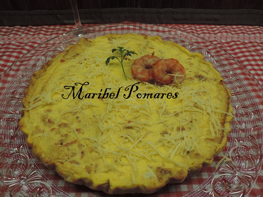 COCINANDO CON MARIBEL Quiche de pan de molde con gambones.