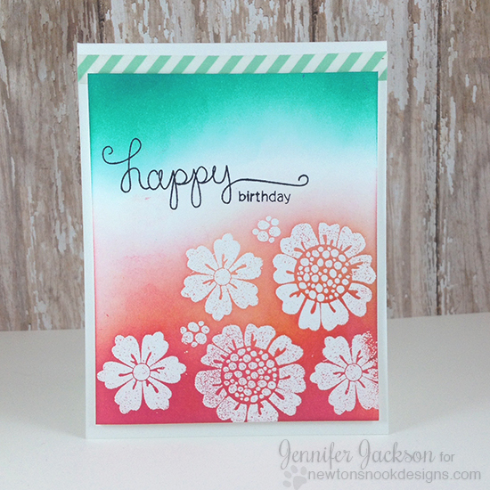 Grateful Inky Paws Challenge card by Jennifer Jackson | Fanciful Florals stamp set by Newton's Nook Designs