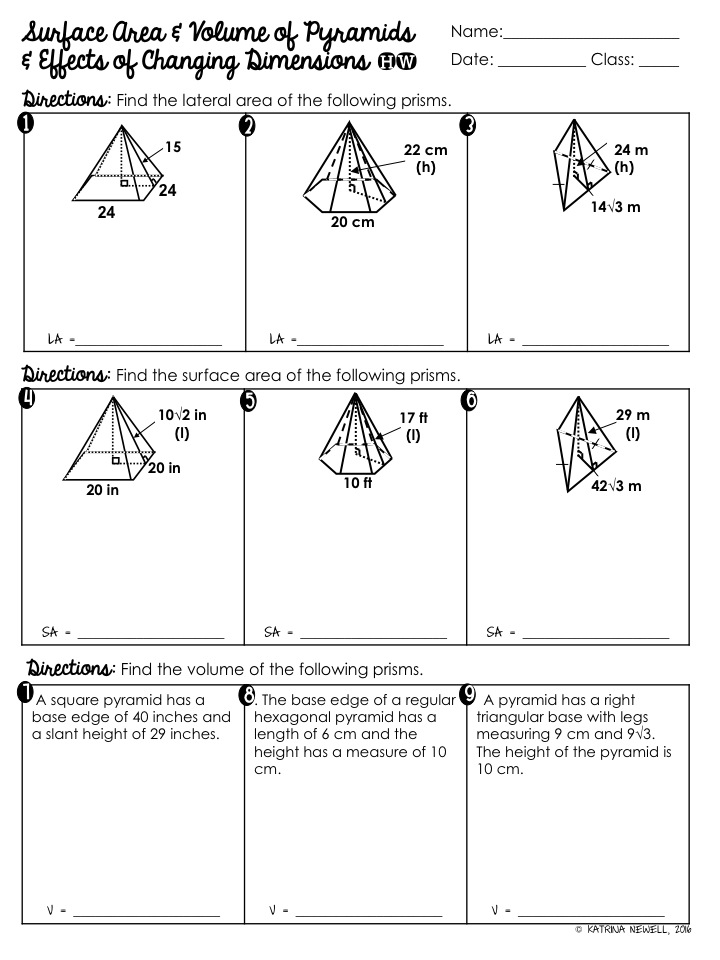 Surface Area and Volume of Pyramids Unit | Mrs. Newell's Math