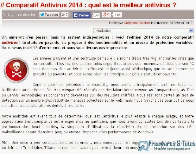 Le site du jour : comparatif 2014 des antivirus gratuits et payants 