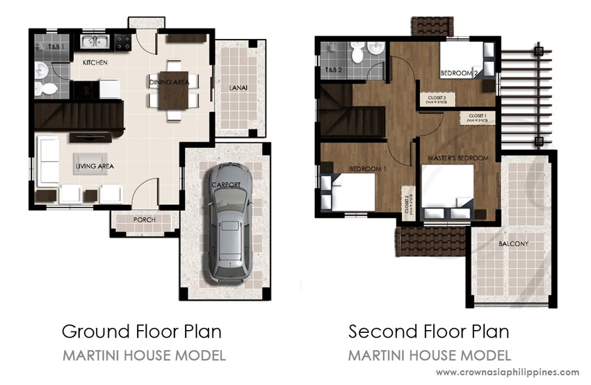 Floor Plan of Ponticelli - Martini | House and Lot for Sale Daang Hari Bacoor Cavite