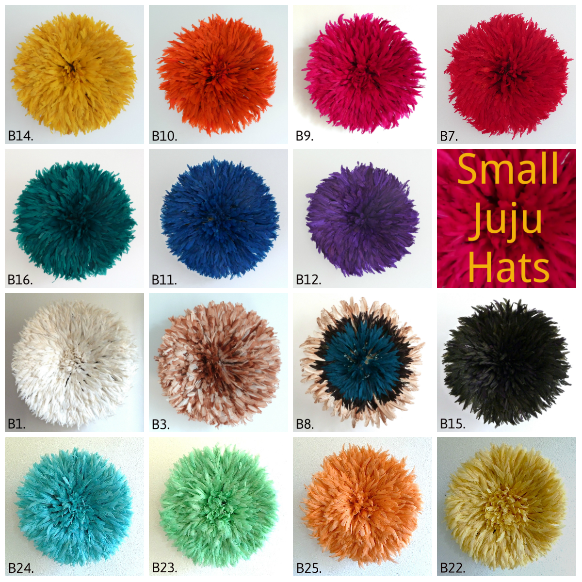 All our current juju hat colors and sizes