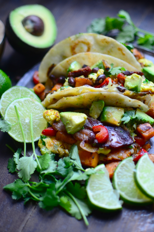 Yammie's Noshery Breakfast Tacos {With Sweet Potatoes, Black Beans