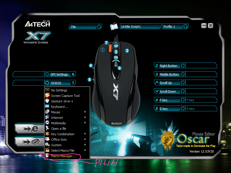 Tennetstation cara setting mouse macro x7