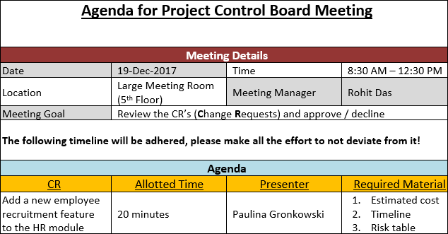 Board Meeting Agenda Template