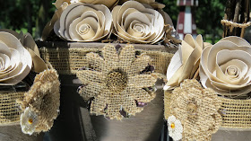 Clay Pots, Burlap, Paper Rose, Silhouette Cameo, Topiary