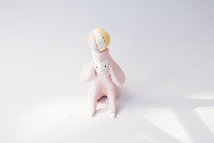 terracotta pink poodle ceramic clay poodle