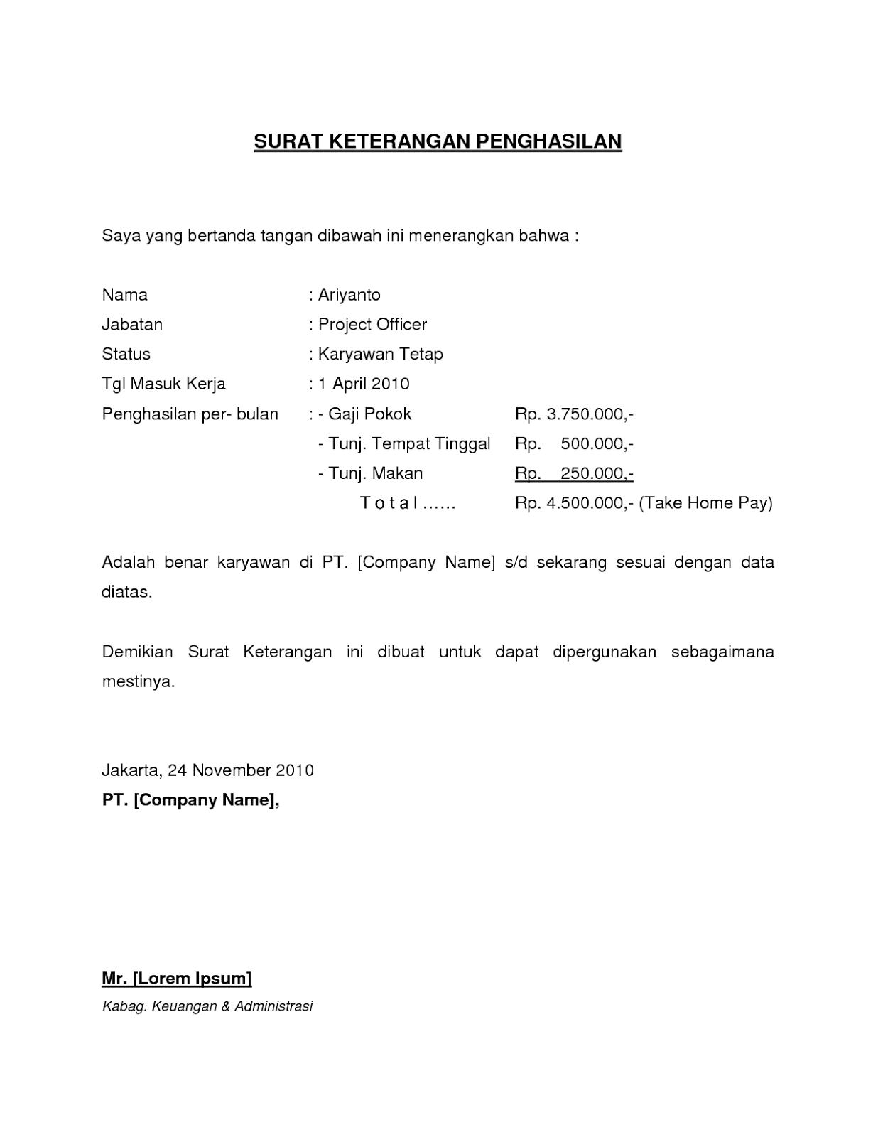 contoh surat keterangan penghasilan karyawan dari perusahaan contoh surat keterangan penghasilan karyawan dari perusahaan