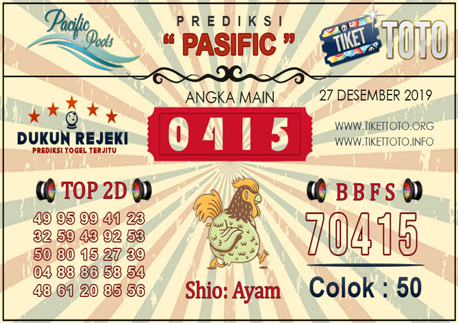 Prediksi Togel PASIFIC TIKETTOTO 27 DESEMBER 2019
