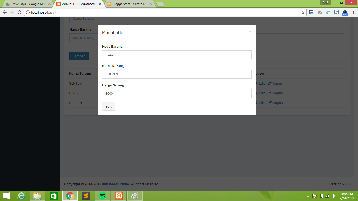 Codeigniter 3 Download CRUD Full Ajax With Jquery Tanpa Reload Halaman software freeware