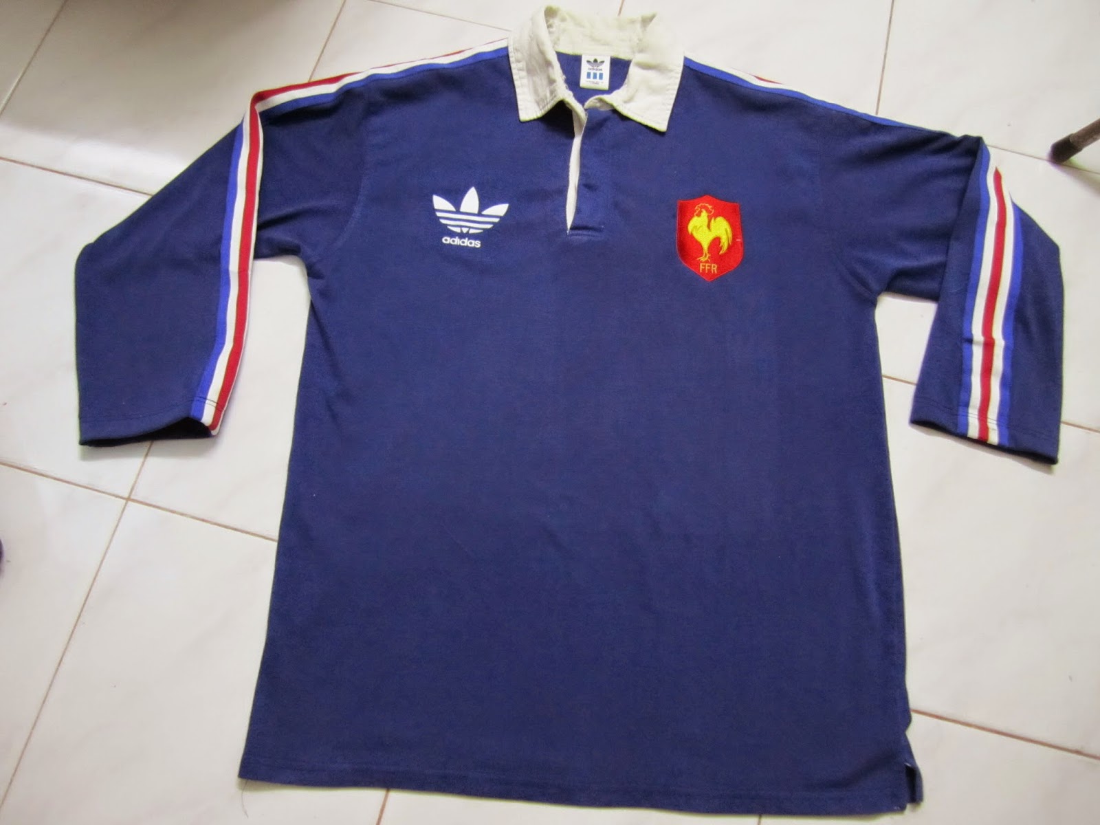 BundleWalla Vintage France Adidas Home Long Sleeve Rugby Jersey 80s SOLD