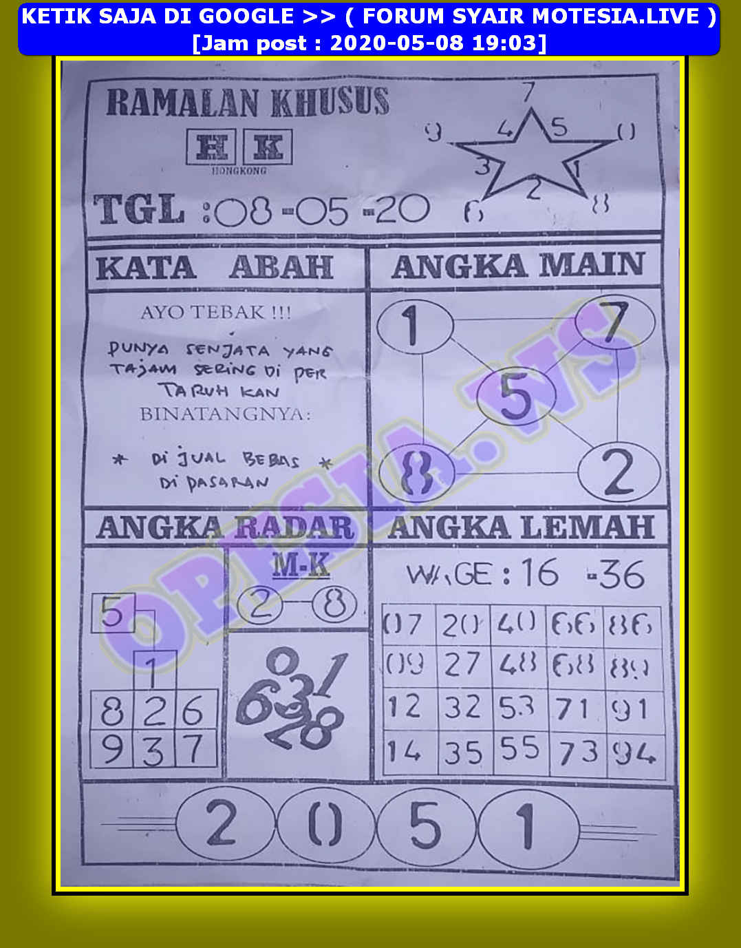 1 New Message Kode Syair Hongkong 8 Mei 2020 Forum Syair Togel Hongkong Singapura Sydney