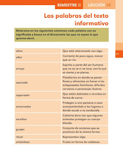 Apoyo Primaria Español 2do grado Bloque 2 lección 10 Las palabras del texto informativo