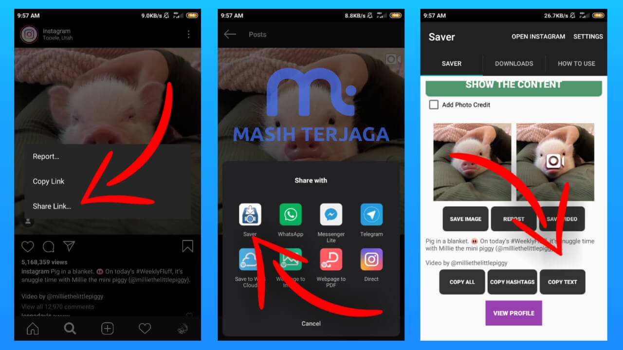 Cara Copy Caption di IG Menggunakan Aplikasi Android Saver Reposter for Instagram