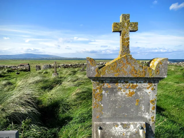 Gravestone near Killaspugbrone Church ruins in County Sligo, Ireland