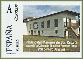 Sello personalizado del Palacio del Marqués de Santa Cruz, sede colección Ornia, en Pola de Sïero
