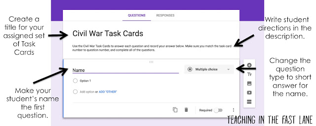Have you ever tried using Google forms in your classroom? This step by step guide to creating a form to go with task card sets will change your life!