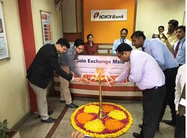 Mr. K Prateek, Manager, Reserve Bank of India, Issue Department, Jaipur, inaugurating ICICI Bank currency exchange mela at ICICI Bank bra Mr. K Prateek, Manager, Reserve Bank of India, Issue Department, Jaipur, inaugurating ICICI Bank currency exchange mela at ICICI Bank bra