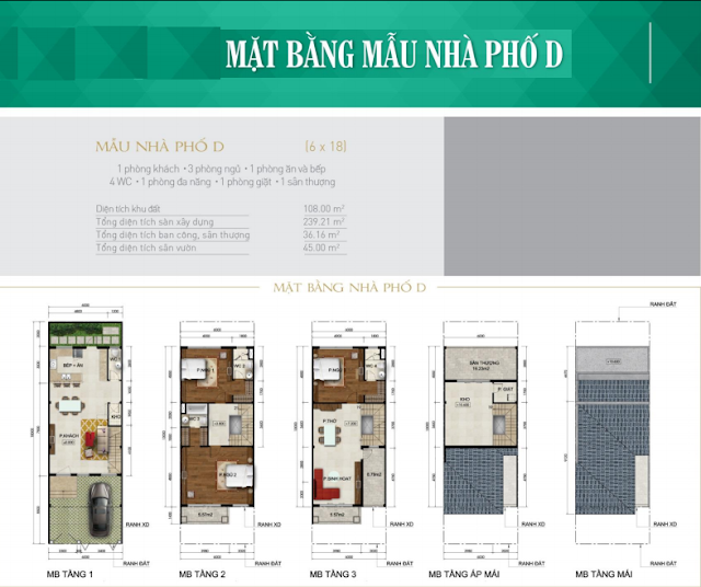 Mặt bằng mẫu nhà phố D Mặt bằng mẫu nhà phố D