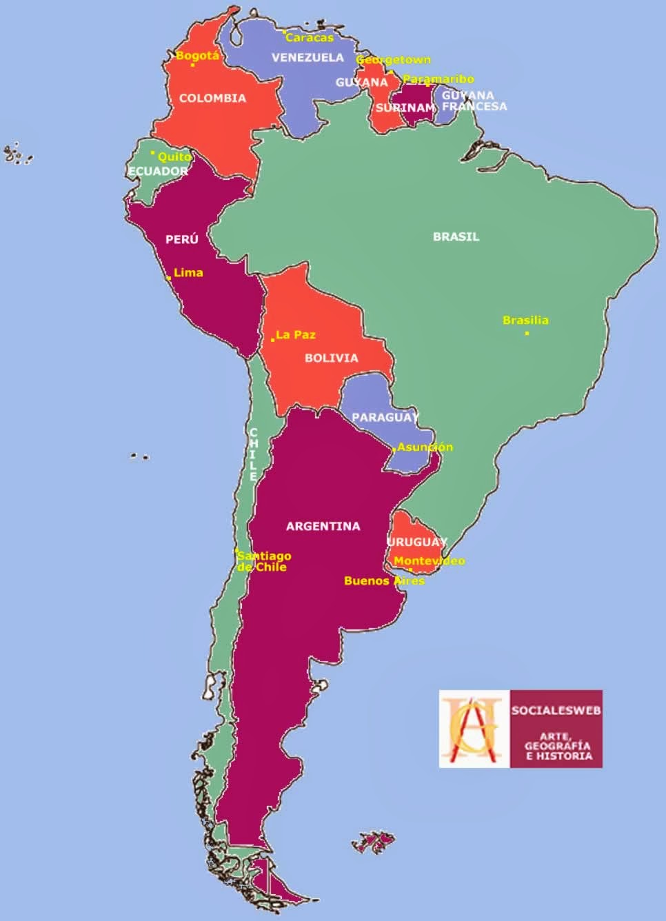 Imagenes de Mapas de America del Sur para Imprimir | Colorear a Heidi