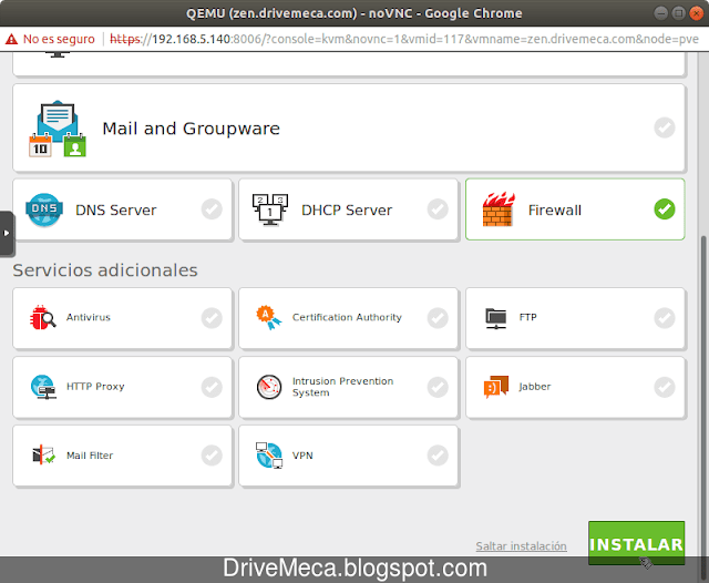Elegimos servicios a instalar y configurar Elegimos servicios a instalar y configurar