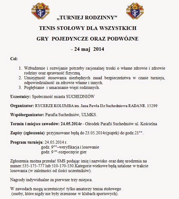 Nasz Suchedniów Zaproszenie Na Turniej Rodzinny