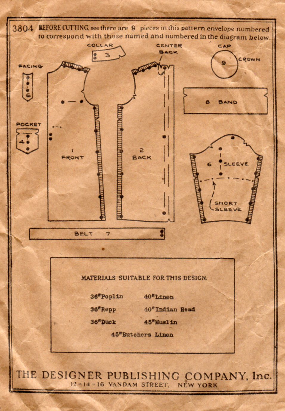Unsung Sewing Patterns: Standard Designer 3804 - Surgical Gown and Cap
