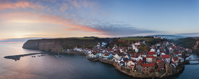 Panorama photograph of Staithes in North Yorkshire by Martyn Ferry Photography